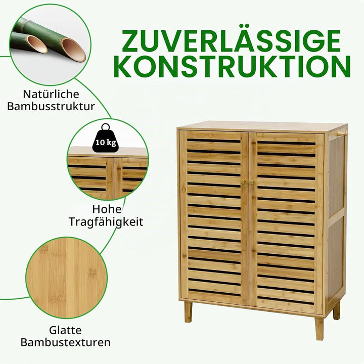 unho Schuhschrank Schuhregal mit 5 Ablagen und 2 Türen, Schuhablage für Flur Diele, Schuhkommode für