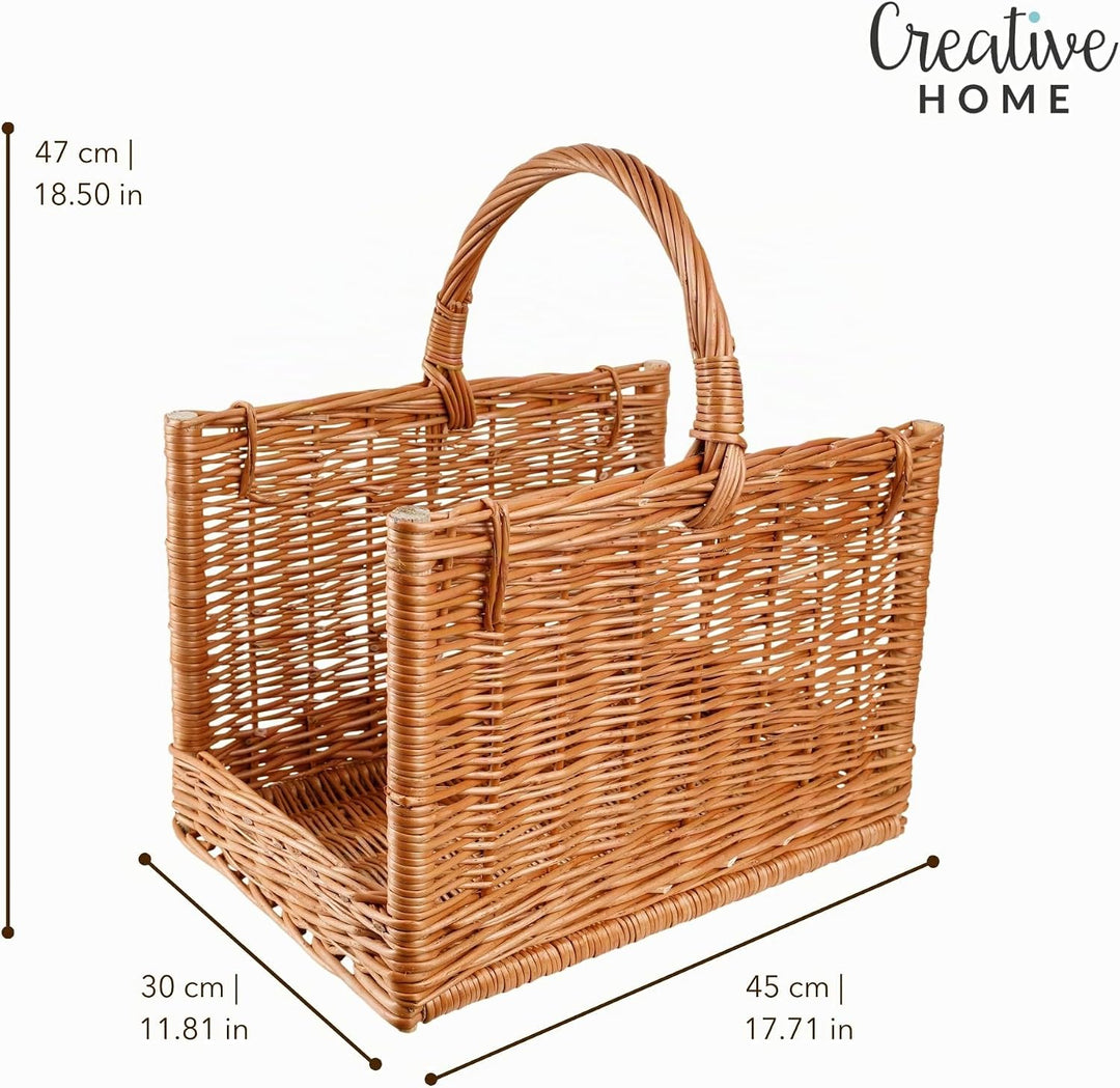 Creative Home Gross Kaminkorb Holzkorb Kaminholzkorb Rattan | 45 x 30 x 47 cm | Aufbewahrung Rechtec