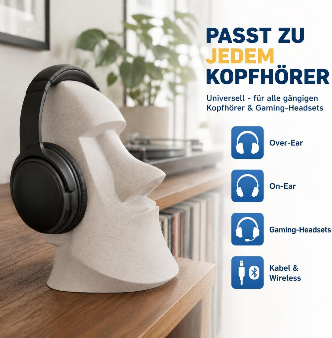 Moai Kopfhörerhalter – Kopfhörer Ständer &amp; Headset Halter für Gaming, Schreibtisch &amp; Büro, stylische