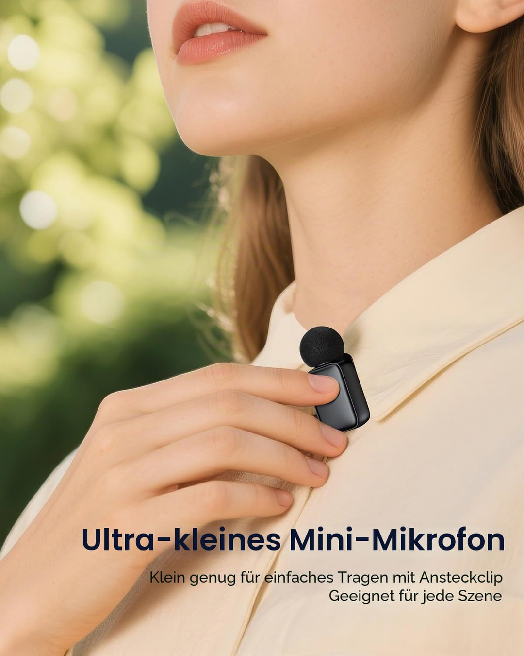 Mini Wireless Lavalier Mikrofon für iphone/Android Handy Phone, Kabelloses Ansteckmikrofon mit Noise
