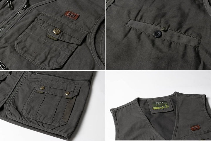 Oralidera Herren Outdoor Weste Freizeit Jacke Leicht Safari Weste mit Reissverschluss Jagd und Angle