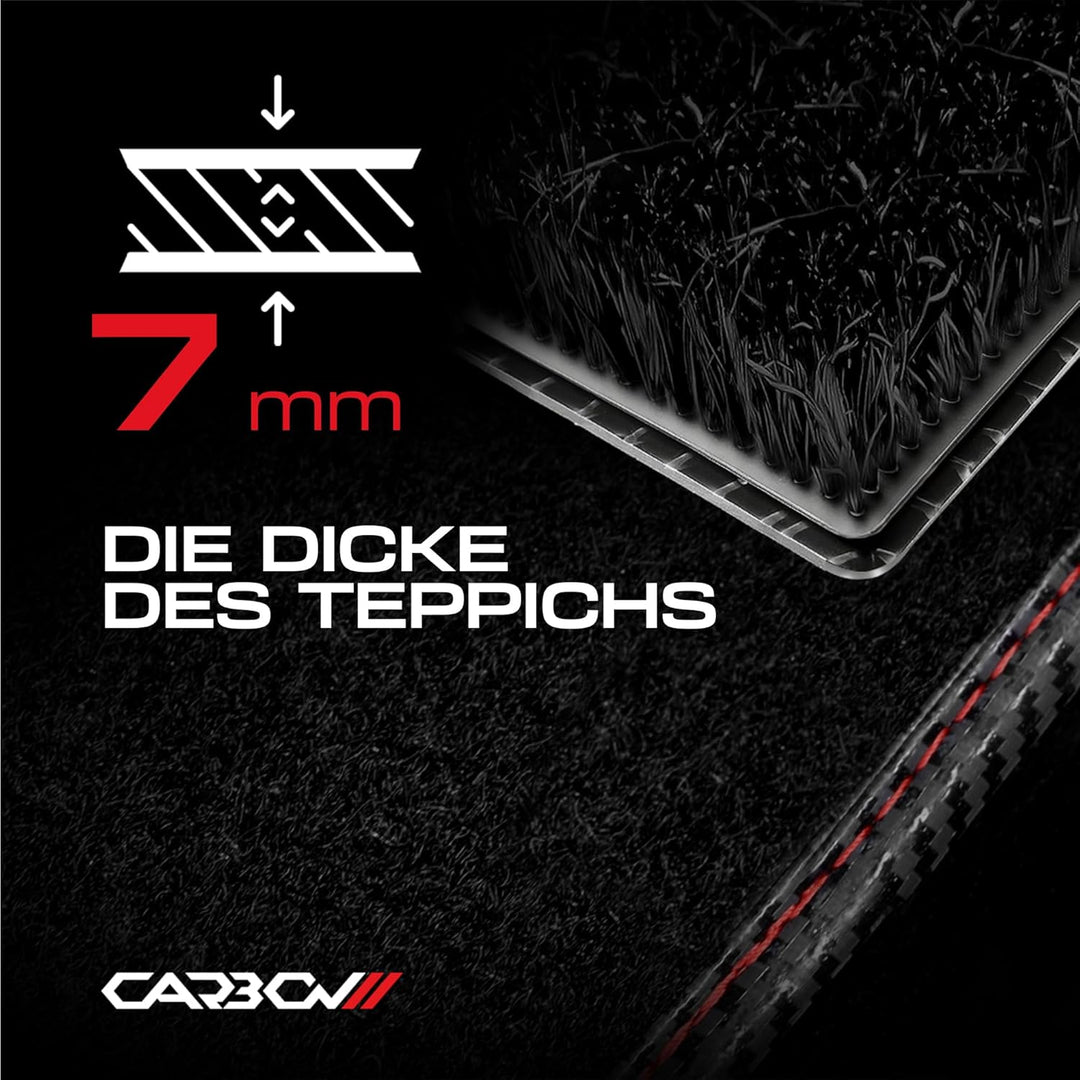 MOTOS Personalisierte Velours-Fussmatten Carbon Series passend für BMW 3er E30 1982-1994 Limousine,
