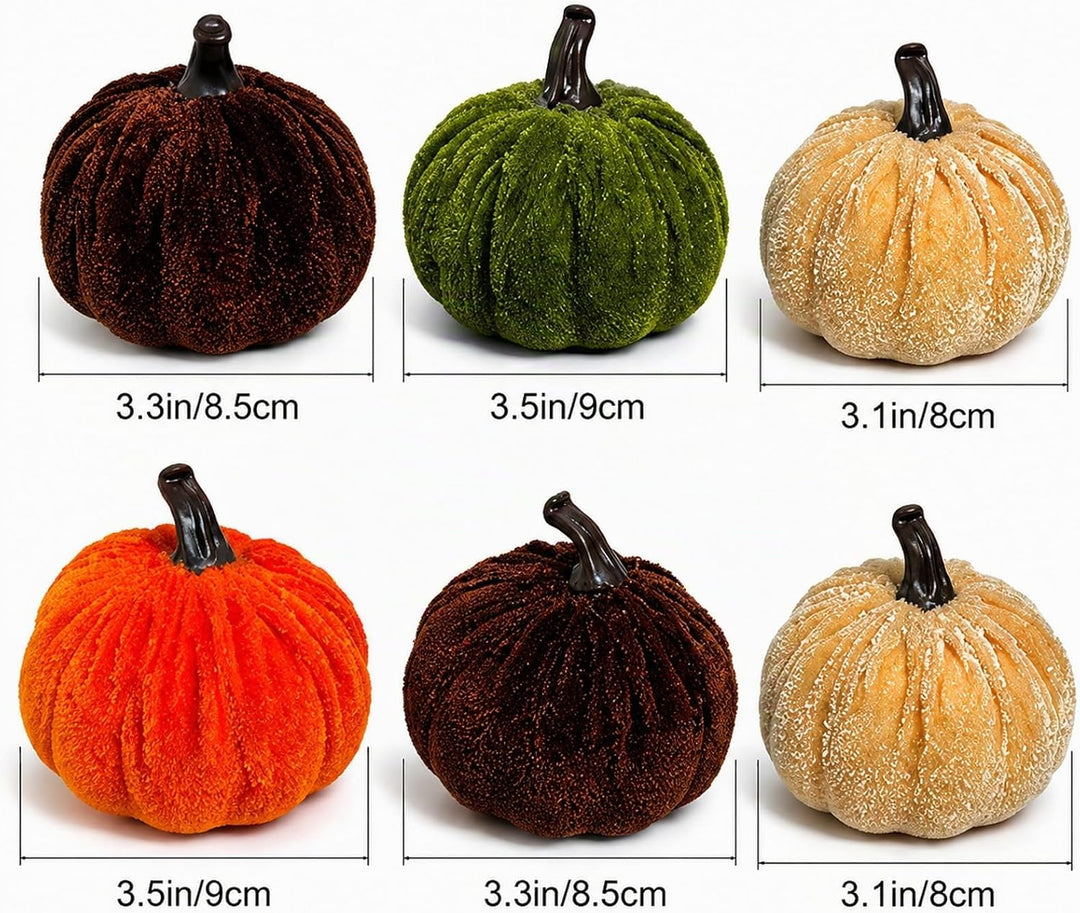 Herbst Dekorative Stoff Kürbis Set 6 Stück Weiche Plüsch Kürbisse für Herbstdeko, Thanksgiving, Hall