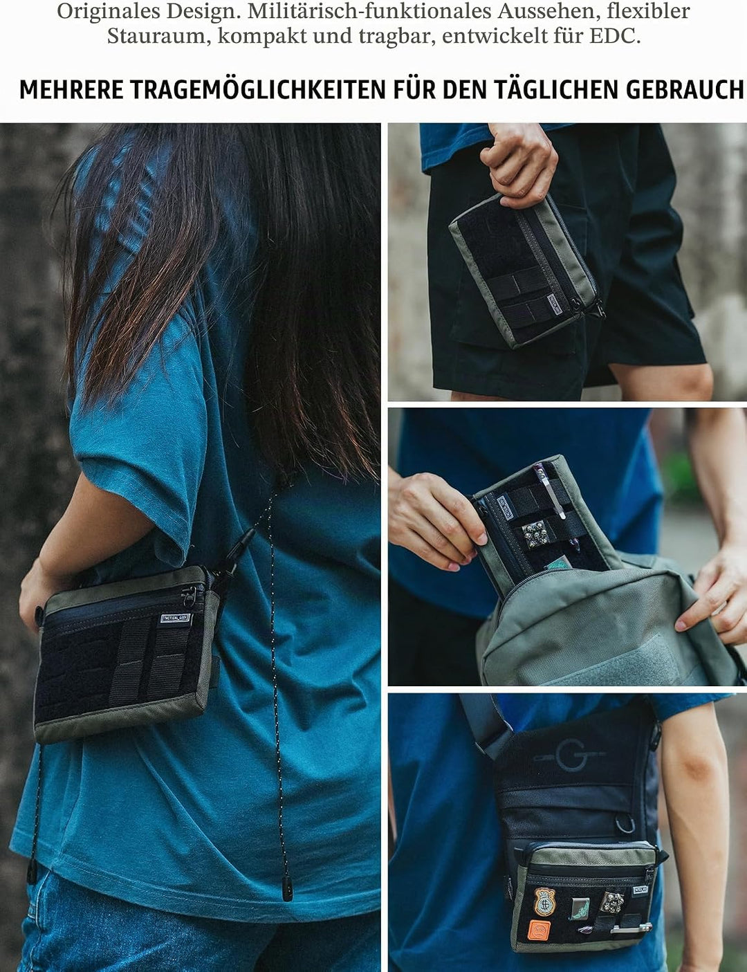 TACTICAL GEEK Block H EDC Tasche, Nylon Multifunktions Tasche, Mehrere Tragemöglichkeiten Tasche mit