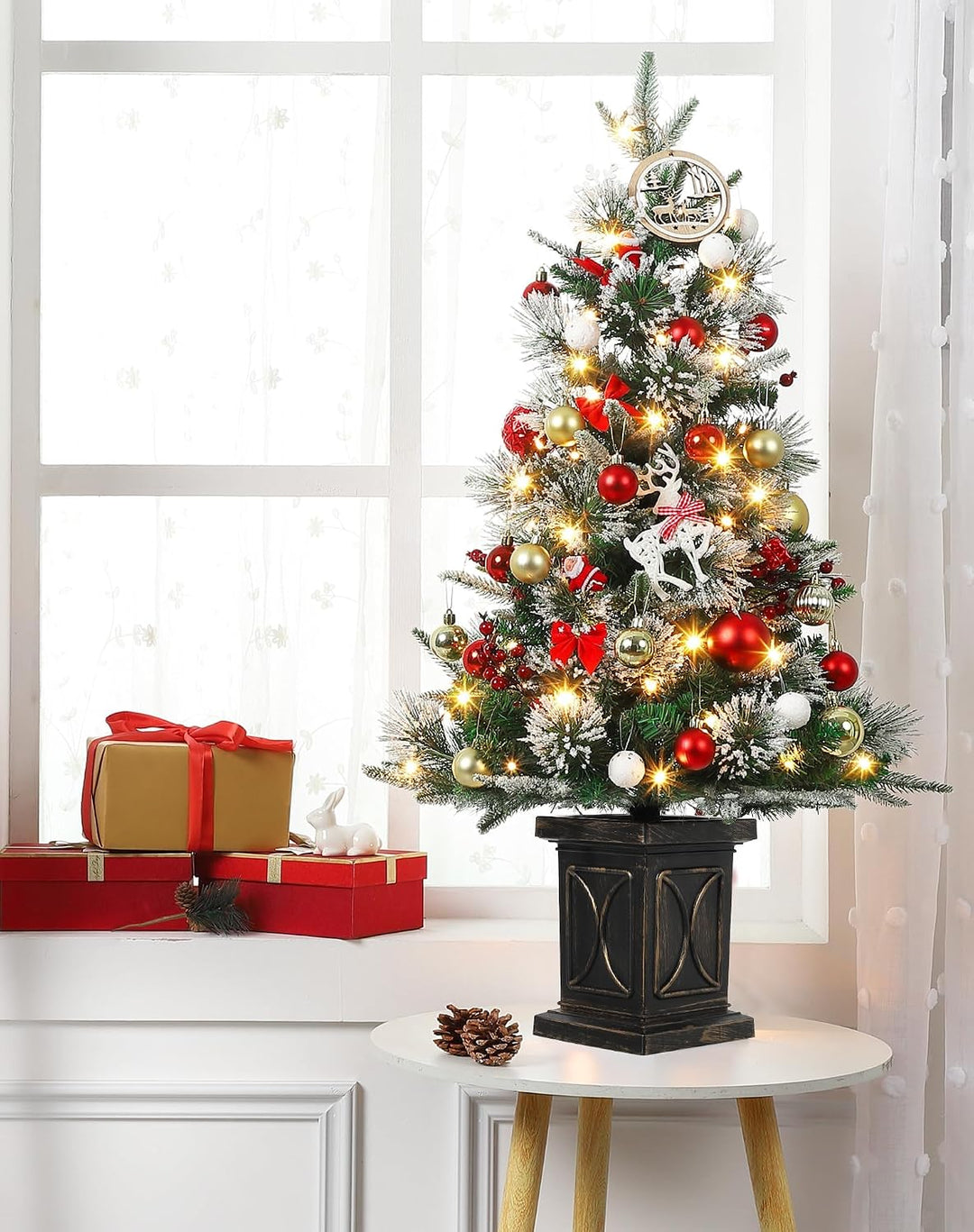 2 PCS 90 cm Künstlicher Weihnachtsbaum Mit 78 Warmweissen LED-Lichtern – Künstlicher Weihnachtsbaum