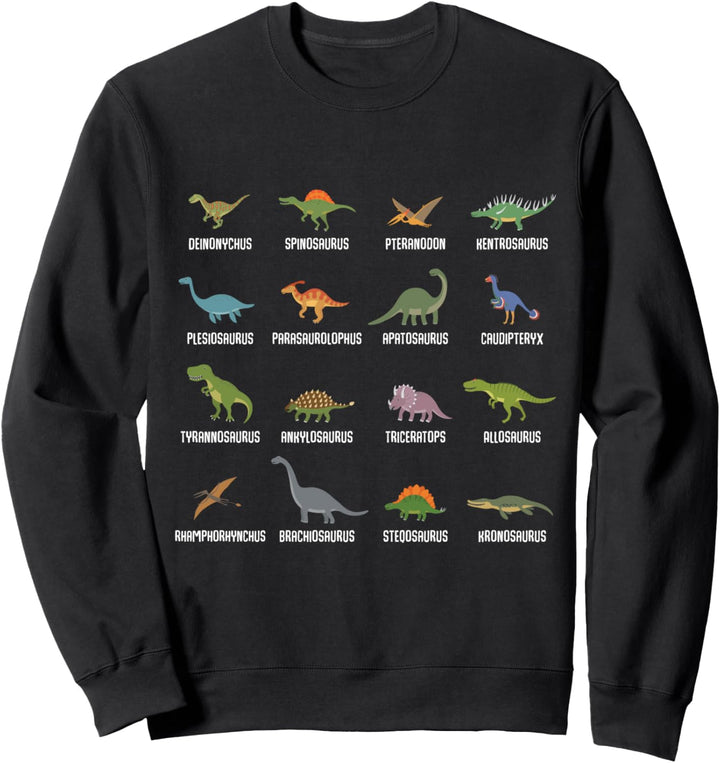 Dino Dinosaurier Arten Sammlung Pädagogische Kunst Sweatshirt
