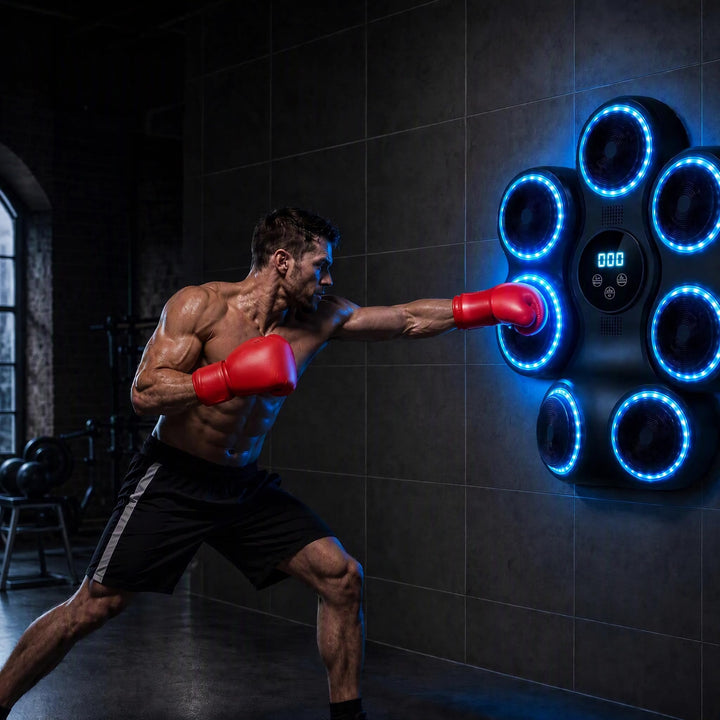 Music Boxing Machine für Erwachsene, Wandmontierte LED Licht Bluetooth Musikboxing Maschine Blau-7 S