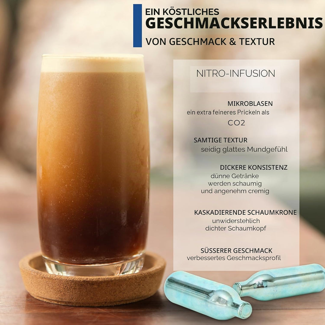 ICO Premium Stickstoff Kartuschen 10er Pack - N2 Kartuschen für Nitro Cold Brew Kaffee, Cocktails &amp;