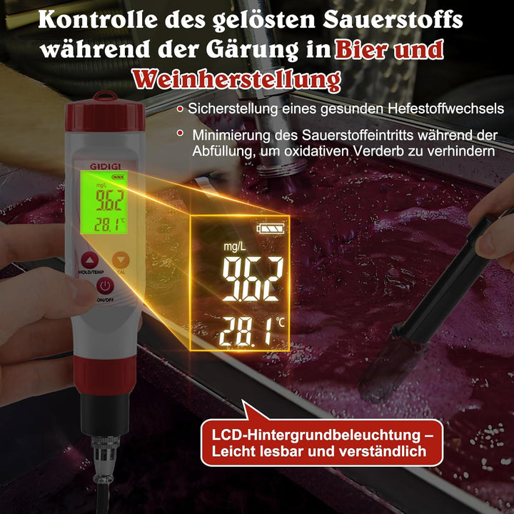 Sauerstoffmessgerät-Testkit, Teichsauerstofftester, DO-Messgerät mit austauschbarer Membrankappe, sa