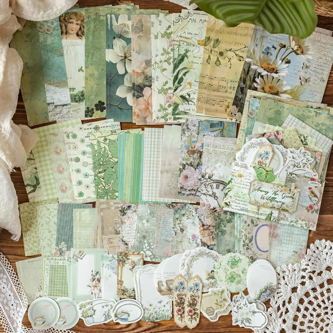 400 Blatt Vintage Scrapbook Papier, HAIYUU Doppelseitiges Dekorpapier Scrapbook Zubehör Bastelpapier