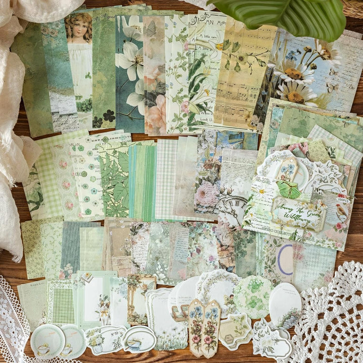 400 Blatt Vintage Scrapbook Papier, HAIYUU Doppelseitiges Dekorpapier Scrapbook Zubehör Bastelpapier