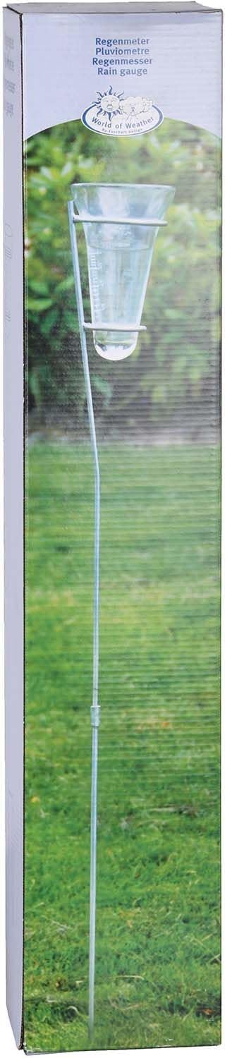 Esschert Design Regenmesser, Niederschlagsmesser, Glaseinsatz inkl. Halterung aus Zink, ca. 12 cm x