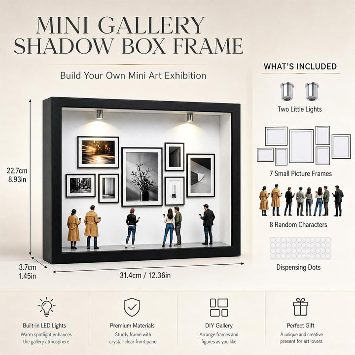 DIY Mini Museum Bilderrahmen, 3D Silhouette Box mit LED &amp; Miniaturfiguren