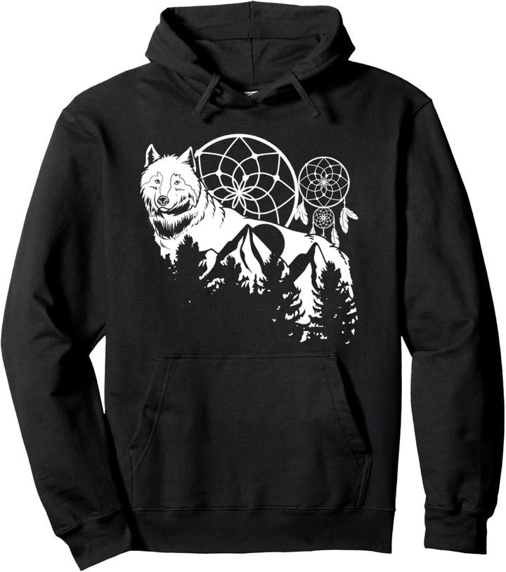 Wolf Raubtier Traumfänger - Berge Wildnis Wölfe Wolf Pullover Hoodie