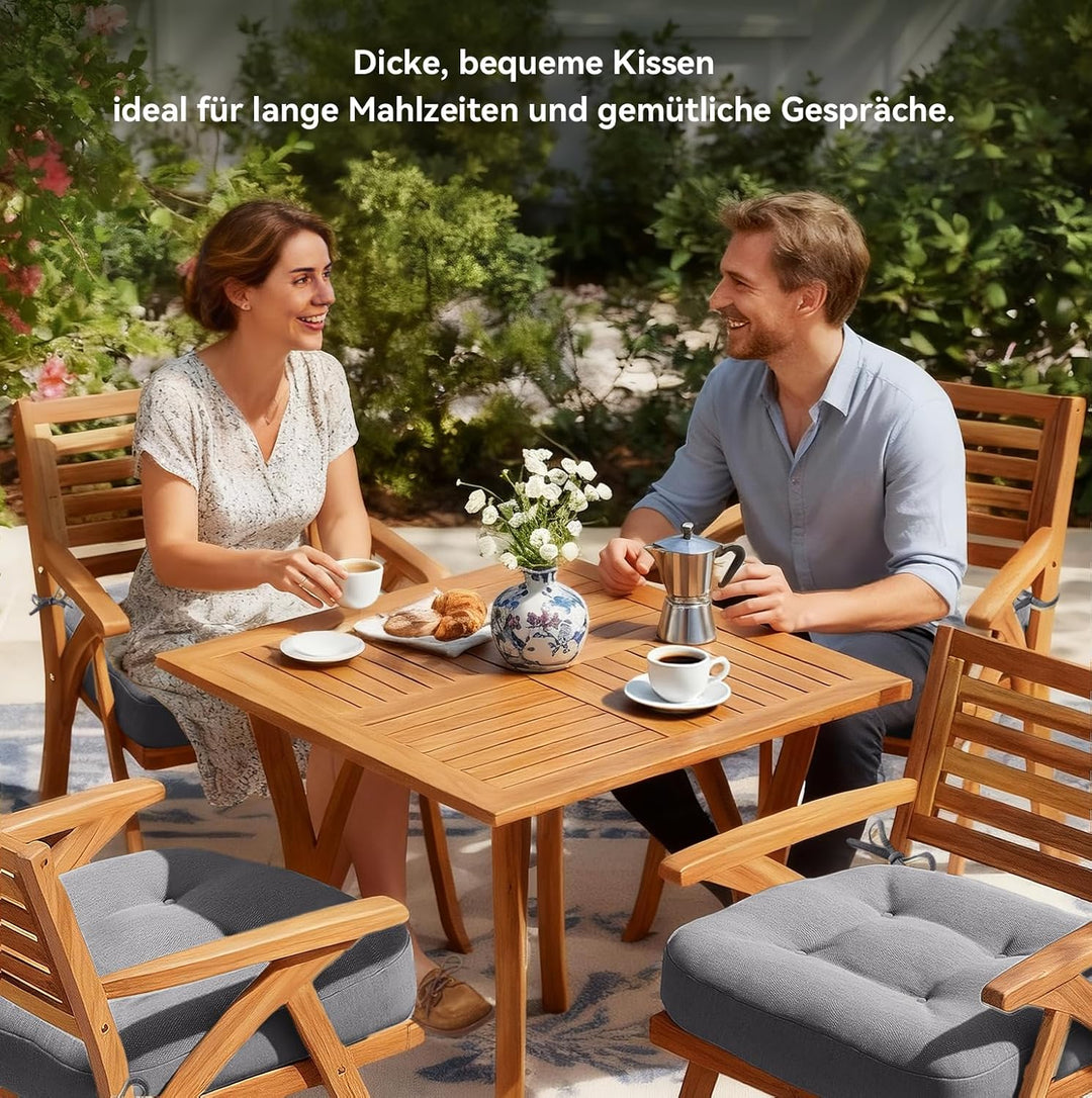 Codi Stuhlkissen 40 x 40 cm, 6er-Set, 8 cm dick, Sitzkissen Outdoor, Grau Grau 6er Pack, Grau 6er Pa