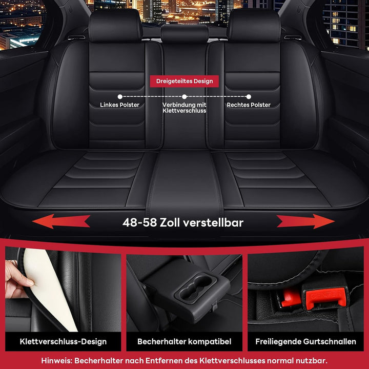 Leder Auto Sitzbezüge für Mercedes-Benz C 180 2005-2021 - Schwarz Schwarz 17 für Mercedes-Benz C 180
