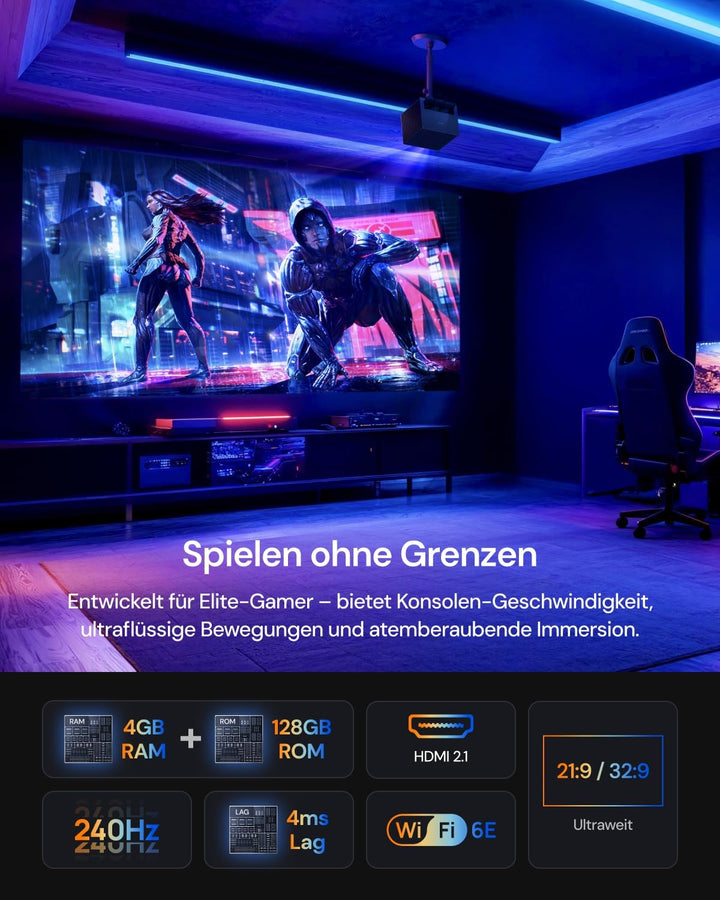 Indoor-Sport-Viewing-Bundle mit 150" Fixed-Frame-Leinwand, Valerion VisionMaster Pro2 4K Triple-Lase