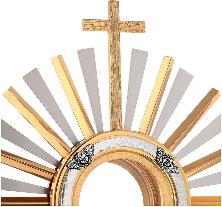 Holyart Achteckigen-Basis Monstranz, 40 cm (15.7 inc.), Inner diameter: 9.5 cm
