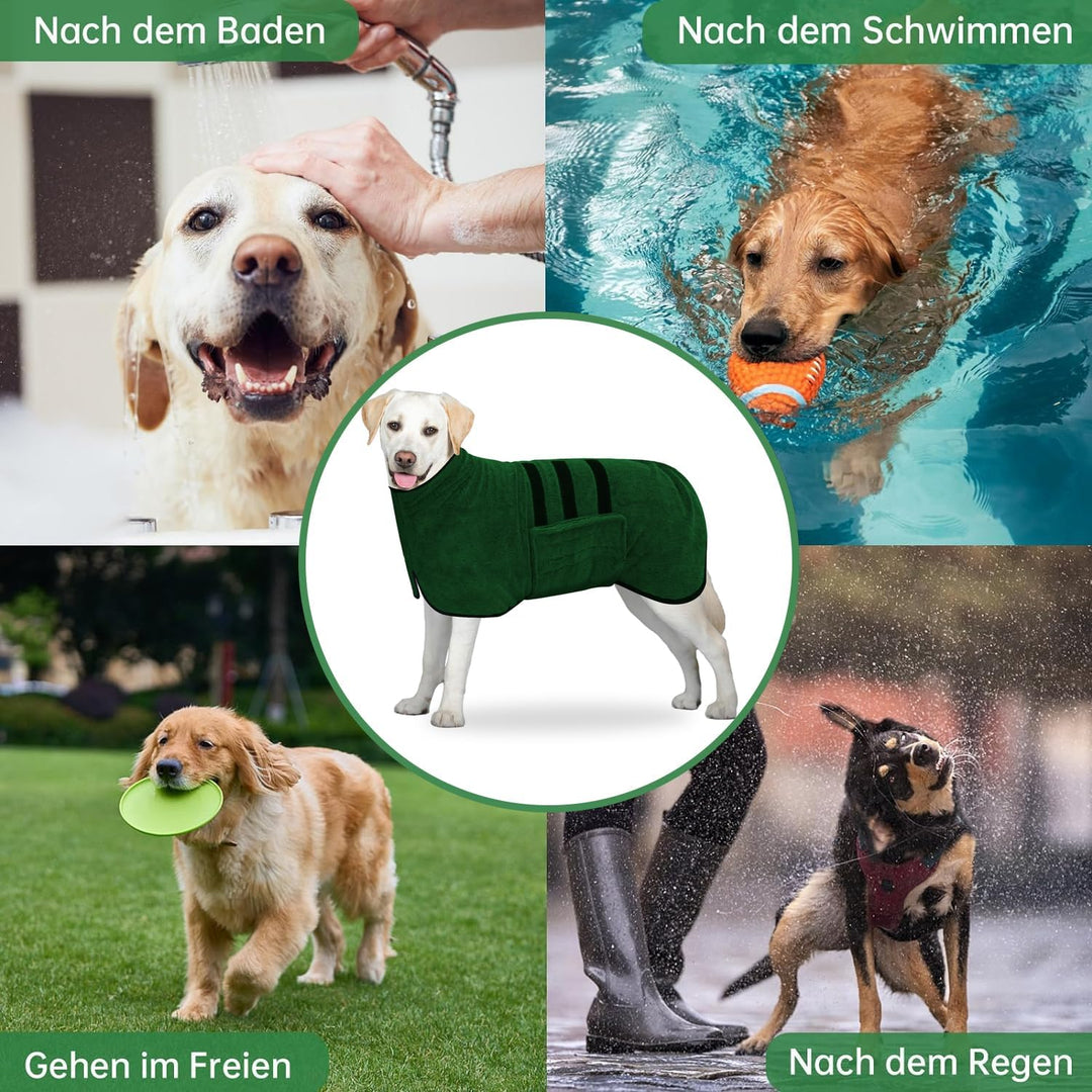 BASVII Hundebademantel aus Mikrofaser, Bademantel Hund Extra SaugfäHig und Schnell Trocknendes mit K