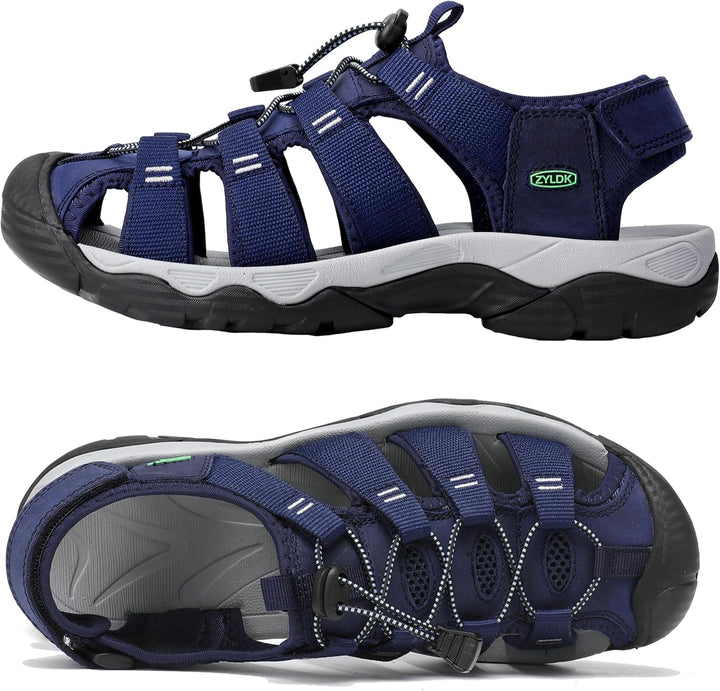 Herren Sandalen Leder Strand Trekkingsandalen Outdoorschuhe Sommer Wanderschuhe Männer Sport-Outdoor
