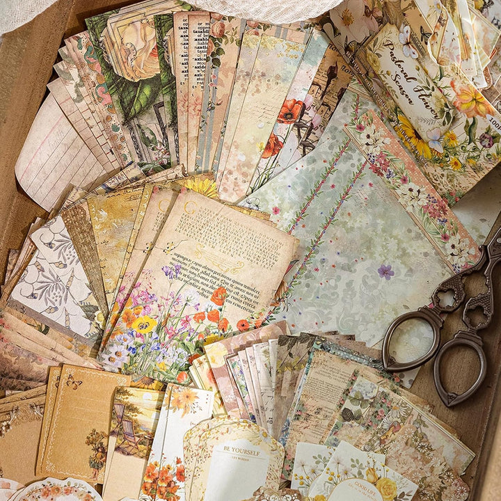 400 Blatt Vintage Scrapbook Papier, HAIYUU Doppelseitiges Dekorpapier Scrapbook Zubehör Bastelpapier