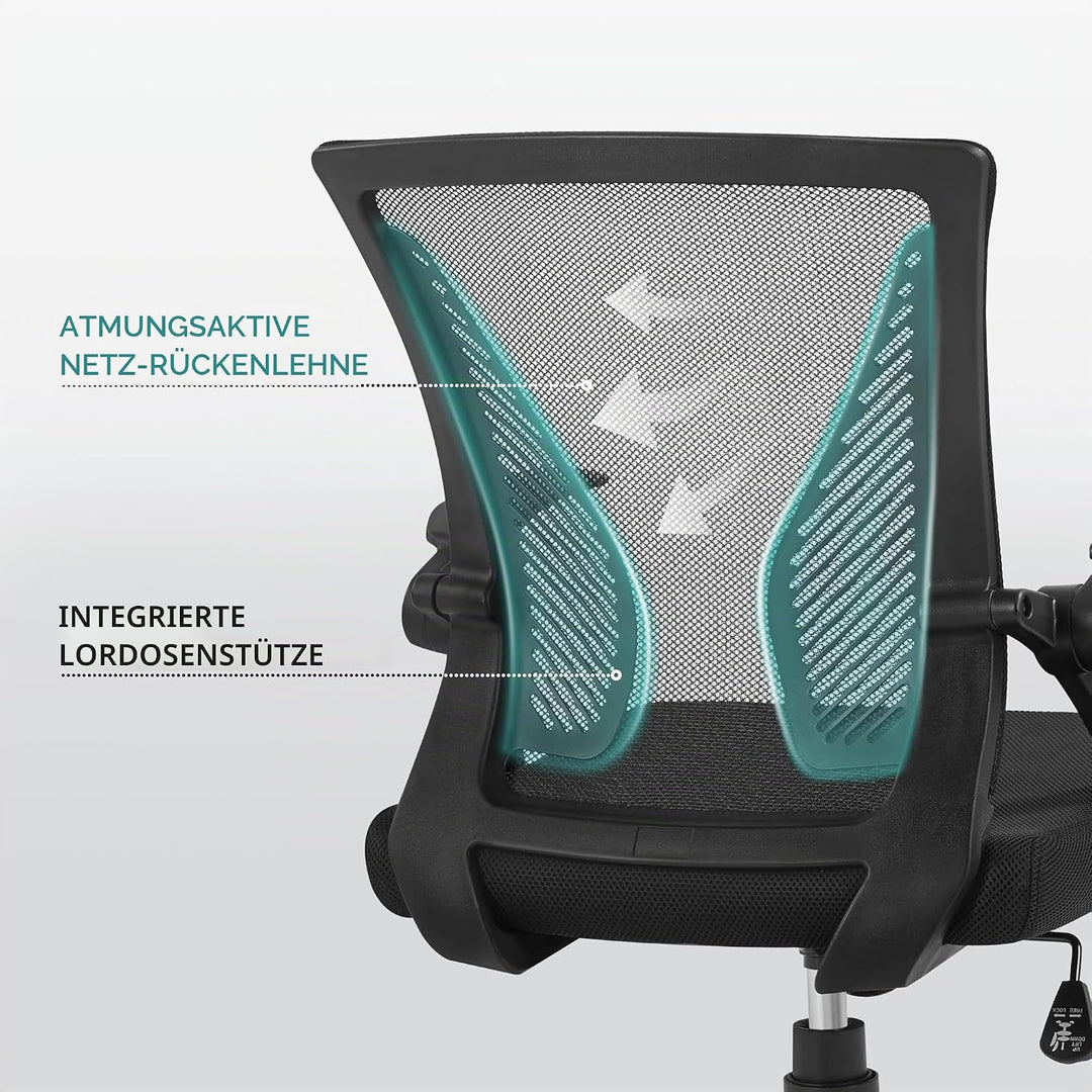 Yaheetech Bürostuhl Ergonomisch, Schreibtischstuhl mit Netzbespannung, Arbeitsstuhl mit Armlehnen, C