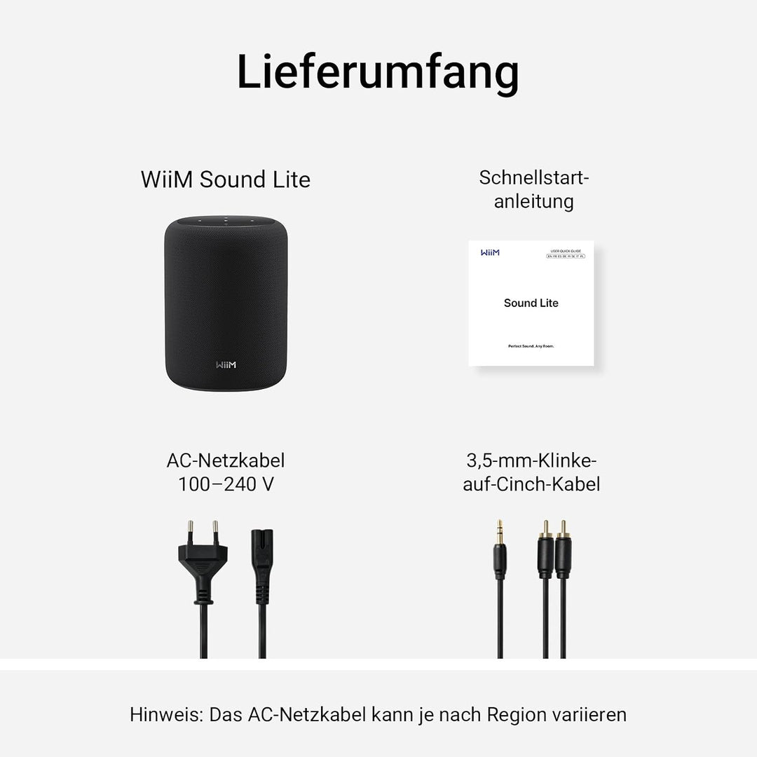 WiiM Sound Lite Smart Speaker, Hi-Res 24-bit/192 kHz, AI RoomFit™ Raumkorrektur, 100W Peak, WLAN 6E/
