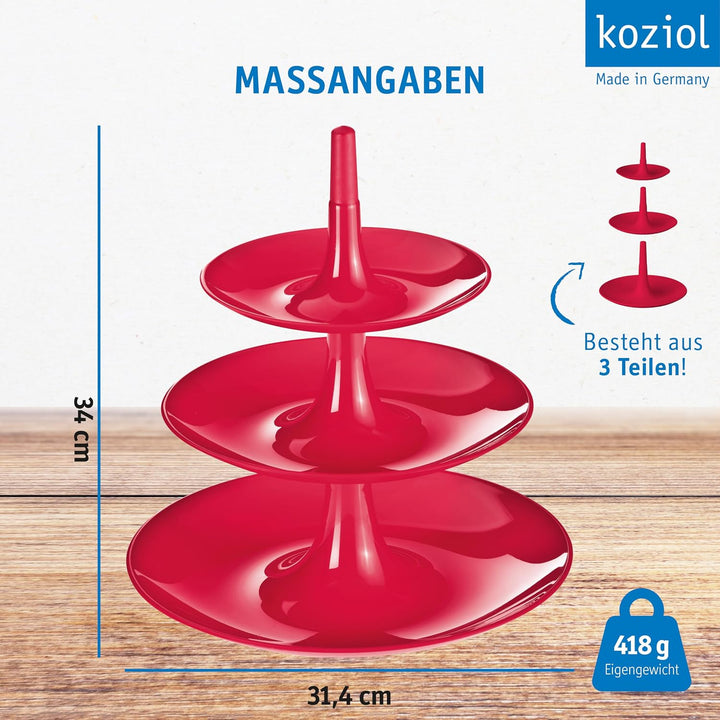 Koziol BABELL L Etagere 3-teilig | Servierständer für Kuchen, Gebäck, Obst, Käse, Sandwiches | biozi
