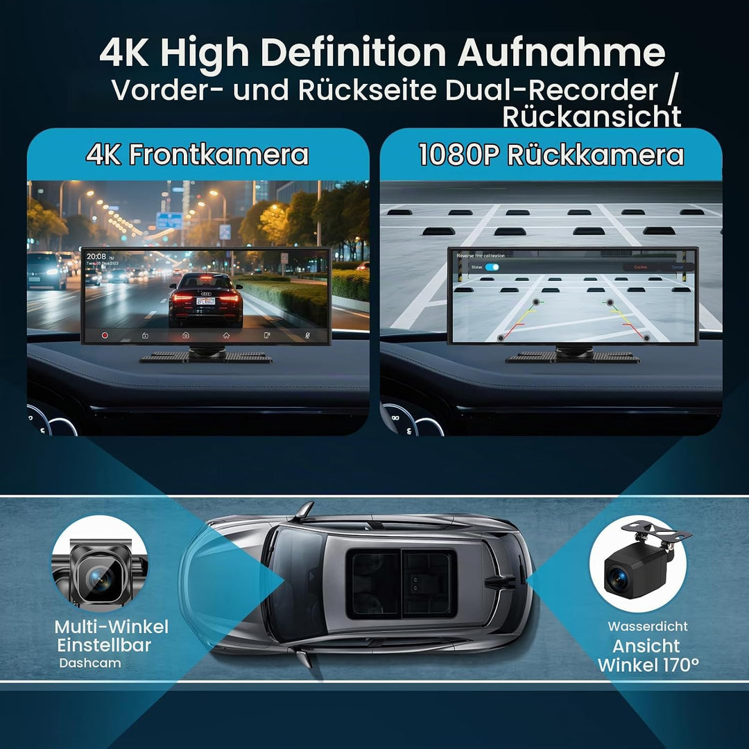 11.5 Zoll Carplay Display Android Auto Display 4K Car Play IPS Touch Screen Schwarz, Schwarz