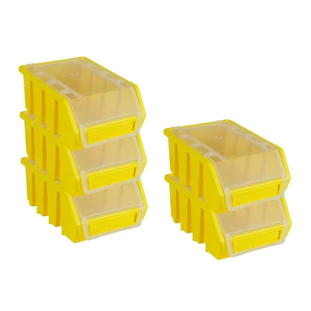 PROREGAL SuperSparSet 5x Sichtlagerbox 2 mit Deckel | HxBxT 7,5x11,6x16cm | Gelb | Sichtlagerbehälte
