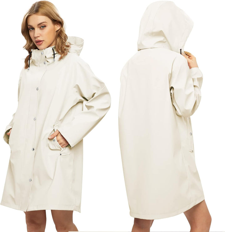 UNIQUEBELLA Regenjacke Damen Wasserdicht Regenmantel Mit Kapuze Winddicht Wetterfest Übergangsjacke