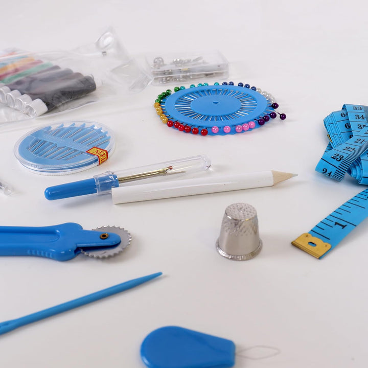 Hobby Gift Nähkästchen Mittel Set mit Griff - Nähkorb aus Baumwolle mit Fächern für Nähzubehör &amp; Wer