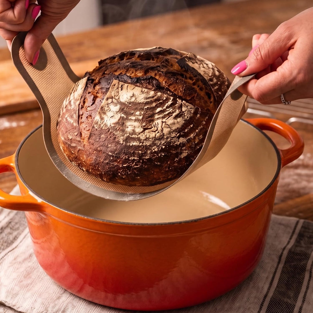 Brotback set Gusseisen Topf Brot Backen Zuhause | emallierter Brotbacktopf mit Gärkorb und Deckel |