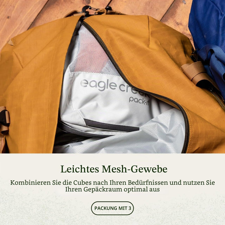 Eagle Creek Pack-It Reveal Packwürfel Set XS/S/M I 3er Set mit Mesh-Sichtfenster I Für Kofferorganis