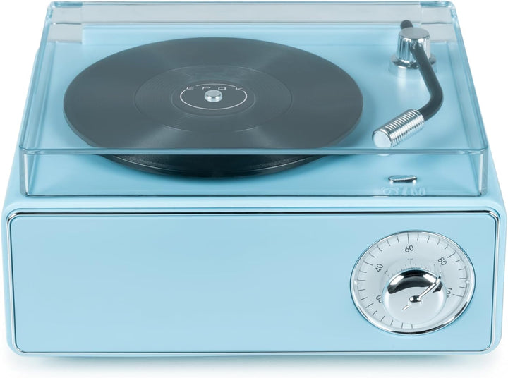Bigben Bluetooth-Lautsprecher, Wecker in Form einer Schallplatte, Blau