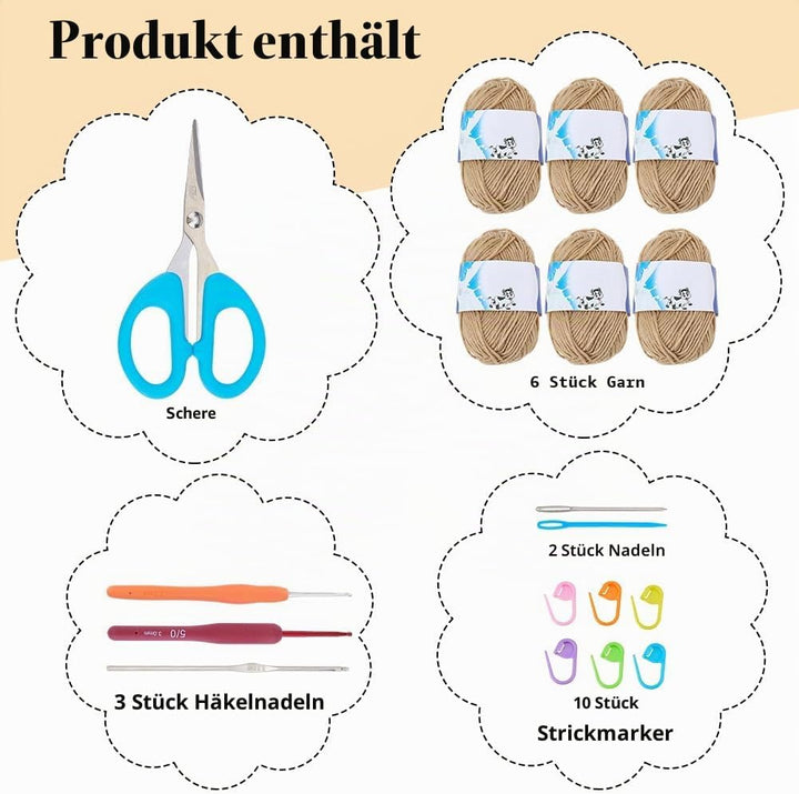 FREEBLOSS DIY Häkeltaschen Set Für Anfänger Mit Schritt Für Schritt Video Tutorials. DIY Umhängetasc