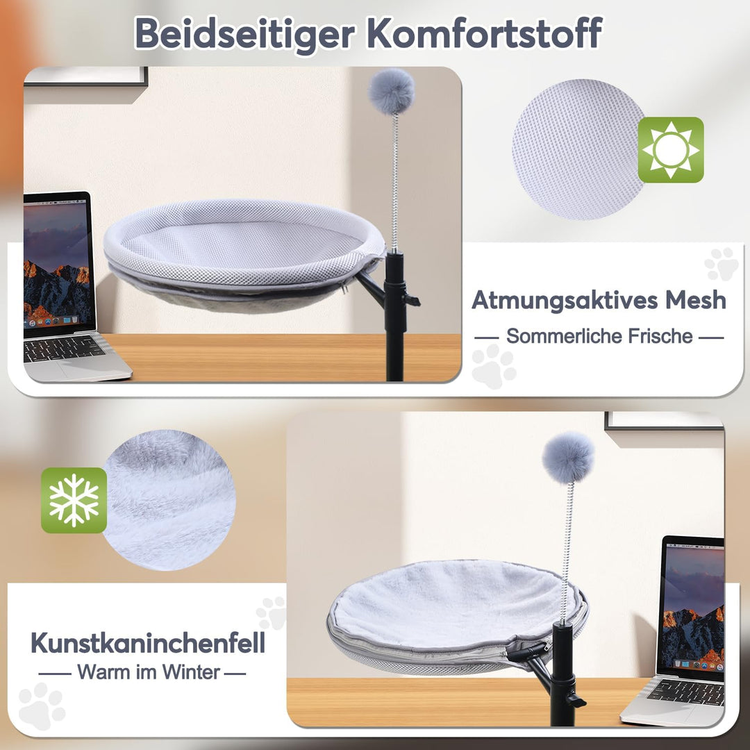 Katzenbett für Schreibtisch, 360° Drehbar＆Höhenverstellbar, 40lbs
