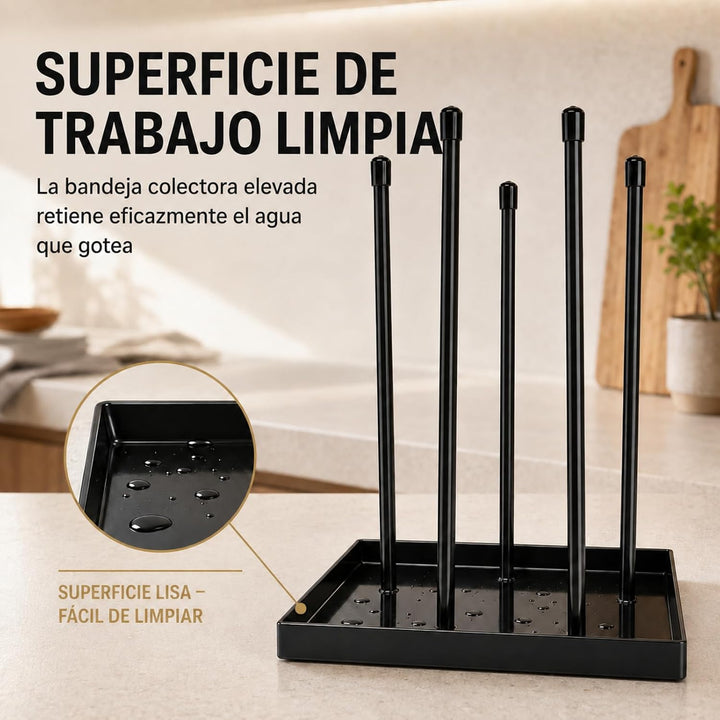Metal Bottle Drying Rack with Stable Square Base for SodaStream &amp; Sports Bottles – Rust-Resistant Bl