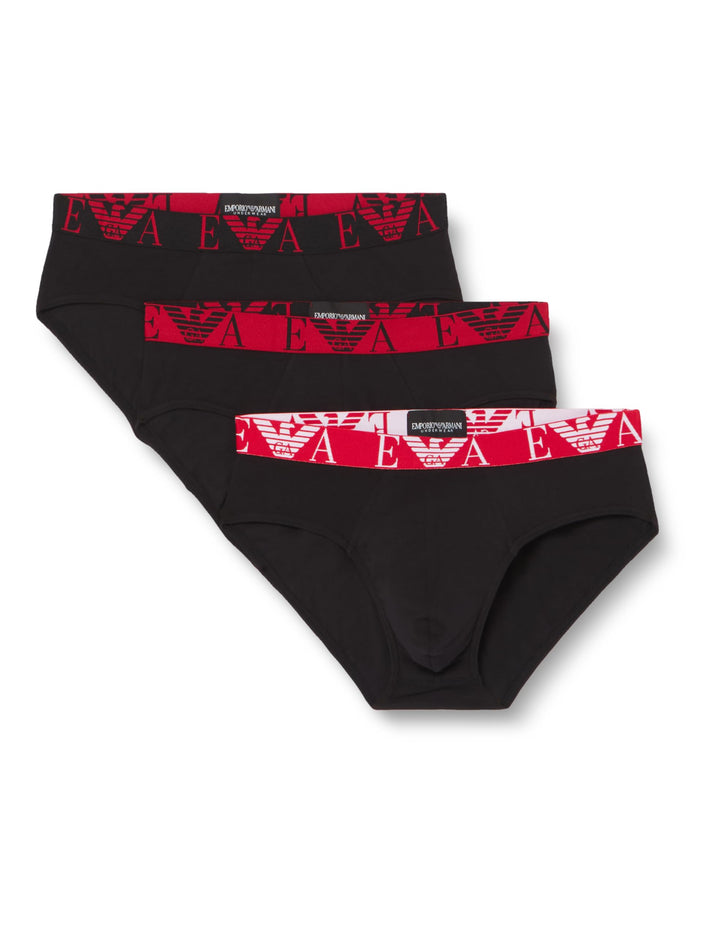 Emporio Armani Herren Bold Monogram 3-pack Brief Slip M Nero/Nero/Nero, M Nero/Nero/Nero
