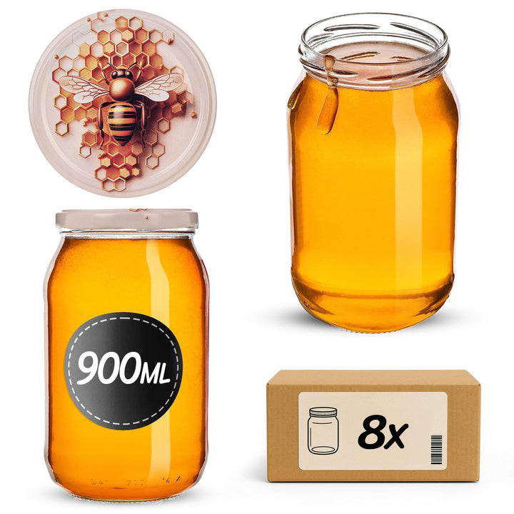 KADAX Einmachgläser 900ml TO82, Grosse Sturzgläser mit Schraubdeckel, Einkochgläser Fermentierglas f