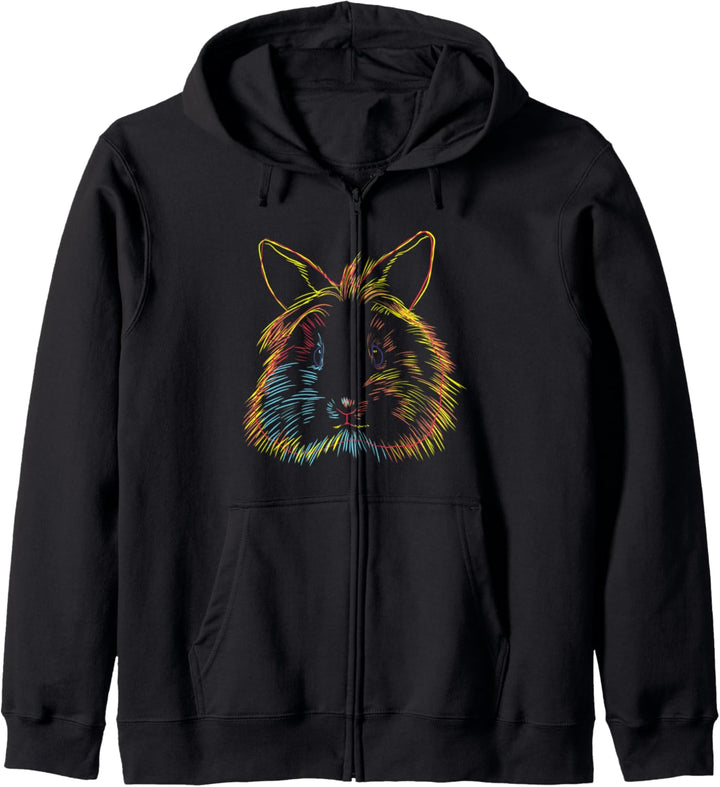 Buntes Kaninchen Löwenkopfkaninchen Kapuzenjacke