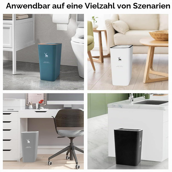 XPIY Mülleimer mit Deckel, 2 Stück, 15 Liter Mülleimer mit Druckverschluss, kleiner Mülleimer, hunde