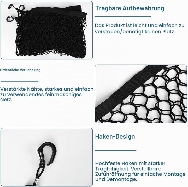 Hundegitter Auto Kofferraum Netz doppellagig, Kofferraumnetz Hunde, Kofferraum Trenngitter, Hundenet