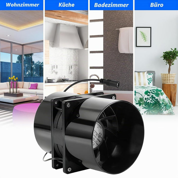 DC 12V Rohrventilator, 100mm Axial Rohrventilator, Lüfter Axiallüfter Abluftventilator, Rohrlüfter R