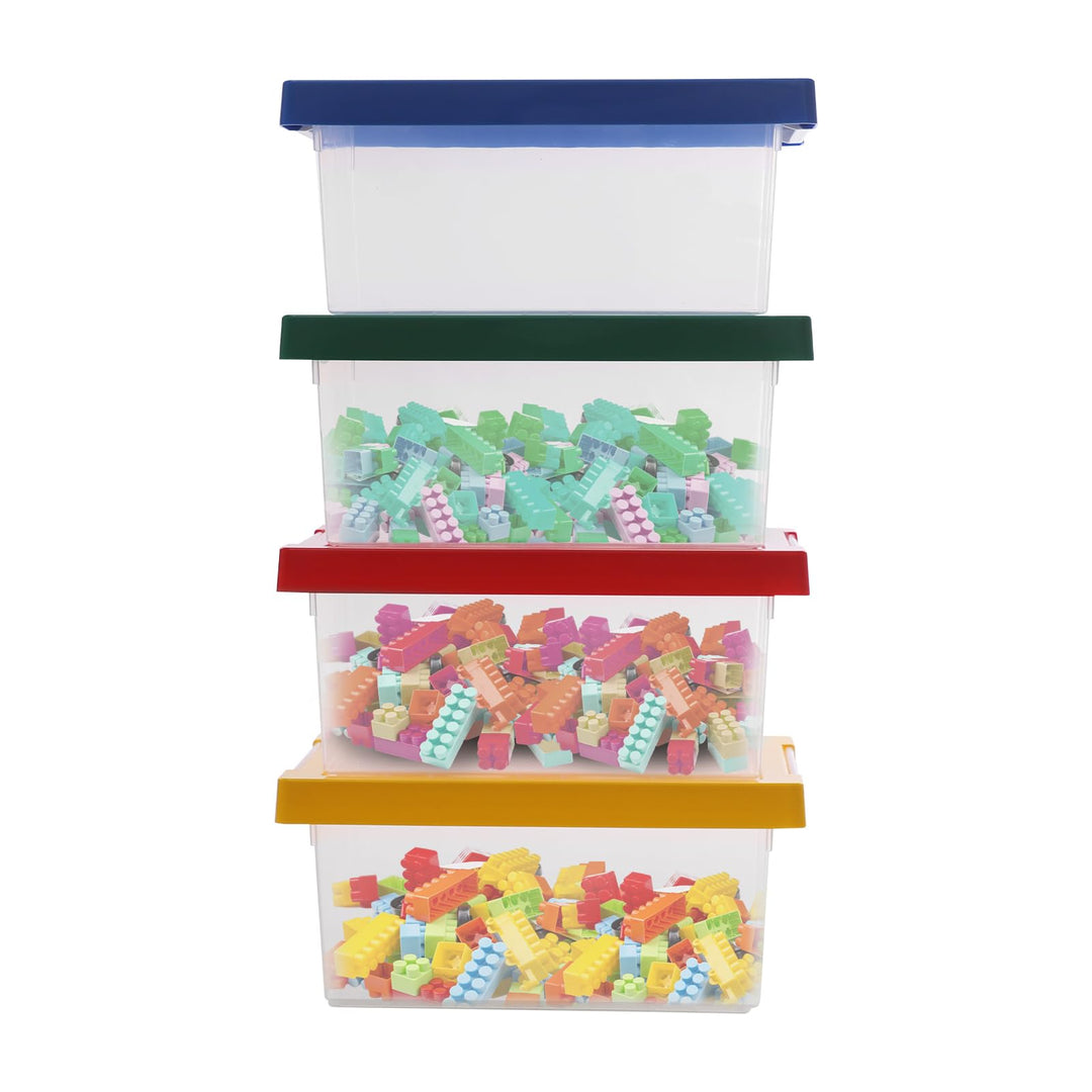 4er-Set Stapelbar Aufbewahrungsboxen mit Deckel I Transparente Lego Sortierbox aus PP I Spielzeugkis