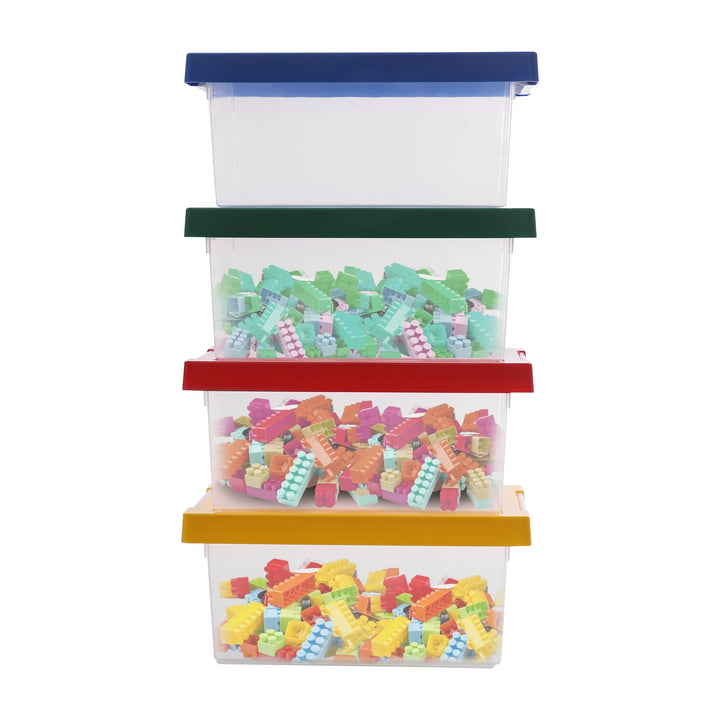 4er-Set Stapelbar Aufbewahrungsboxen mit Deckel I Transparente Lego Sortierbox aus PP I Spielzeugkis