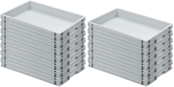SuperSparSet 13x Eurobehälter mit geschlossenem Griff | HxBxT 7,5x40x60cm | 15 Liter | Grau | Eurobo