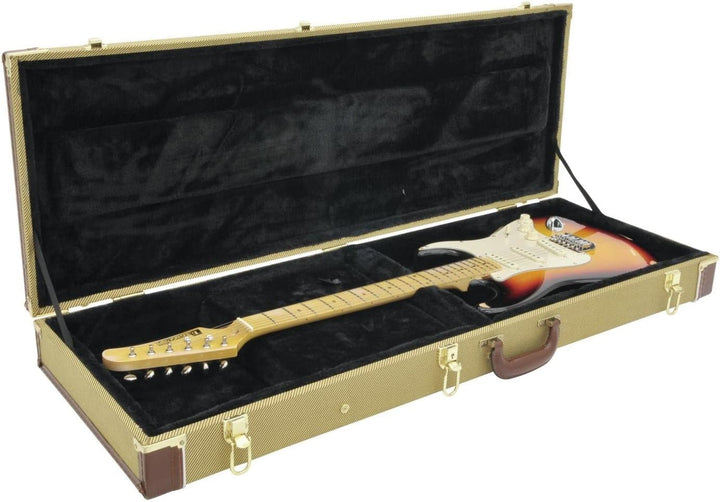 DIMAVERY Holz-Case für E-Gitarren, tweed | Case für E-Gitarren in TL- und ST-Form