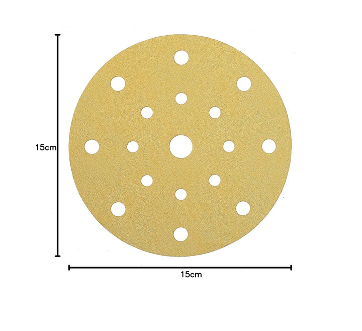 Mirka Gold Universal-Schleifpapier Ø 150mm Klett 17-Loch / Korn P400, 100 Stk / Zum Schleifen von Gi
