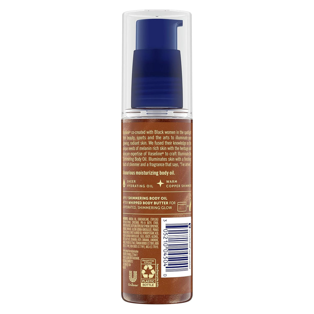 Vaseline Illuminate Me Shimmering Body Oil Created for Melanin Rich Skin Body Oil Illuminates Skin w